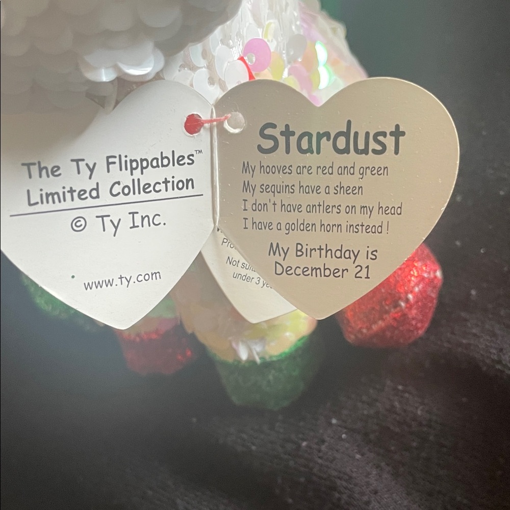 2019 Ty Sequin Unicorn Plush with Gold, Green, and Red Accents - Picture 3 of 7